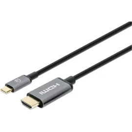 Manhattan USB-C auf HDMI Kabel 1 m Schwarz/Grau