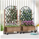 Outsunny Hochbeet Pflanzkasten mit Rolle 97 x 25 cm Braun