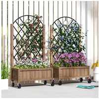 Outsunny Hochbeet Pflanzkasten mit Rolle 97 x 25 cm Braun