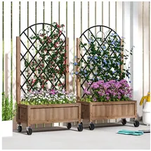 Outsunny Hochbeet Pflanzkasten mit Rolle 97 x 25 cm Braun