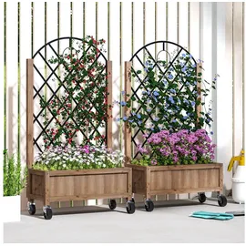Outsunny Hochbeet Pflanzkasten mit Rolle 97 x 25 cm Braun