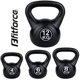 Fitforce Kettlebell Fitforce Kettlebell schwarz Kugelhantel 4kg 6kg 8kg 12kg, Kunststoff Hülle, Zementfüllung