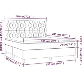 vidaXL Boxspringbett mit Matratze Taupe 180x200 cm Stoff