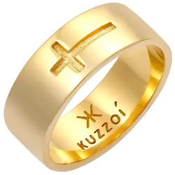 KUZZOI Herren Bandring Glanz Kreuz Oxidiert 925 Silber 62 8 mm