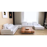 Xlmoebel Ecksofa XXL Designer Ecksofa Wohnlandschaft aus grauem Leder mit USB-Anschluss, 1 Teile, Hergestellt in Europa weiß