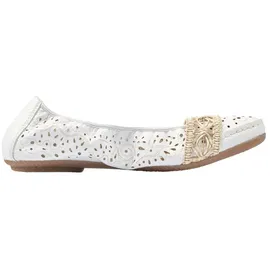 Rieker Ballerina RIEKER, Damen, Gr. 38 (5), weiß, Lederimitat, Schuhe Ballerina, Slipper, Flache Schuhe mit Rundum-Gummizug
