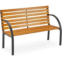 Relaxdays Gartenbank, 2-Sitzer, Hartholz Streben, Stahl, Outdoor, Balkon &
