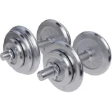 GORILLA SPORTS® Kurzhantelset 30kg - 2er Set, 30mm, Gewichte 4x1,25kg / 4x2,5kg / 2x5kg, 4x Sternverschlüsse, Griff Gerändelt, Rutschfest, Chrom - Kurzhanteln, Hantelset, Hantel Set, Kurzhantel Set