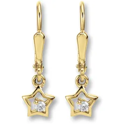 Paar Ohrhänger ONE ELEMENT "Zirkonia Stern Ohrringe Ohrhänger aus 333 Gelbgold", gold, Ohrringe, Damen, Kinder, Gelbgold 333, Damen Gold Schmuck Stern