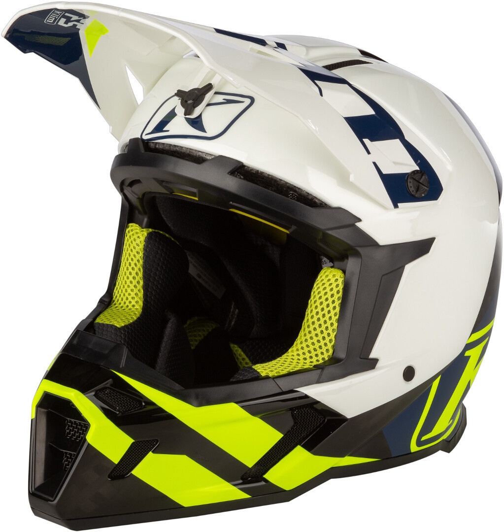 Klim F5 Koroyd Ascent Carbon Motocross Helm, blau-gelb, Größe S