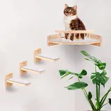 Kletterwand Katzen,Katzen Wand Klettern mit 3-Stufen,Katzentreppe Wand, Katze Regale und Perchen für Wand, Katze Wandmöbel Katze Kletterregal, Katze Wandregal für Innen mit Plüsch (Type-A)