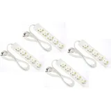 4 x G-L-T 5-Fach Mehrfachsteckdose Weiss Steckdosenleiste, Steckplätze 45 Grad gedreht, Kabel 1,4m, Steckerleiste