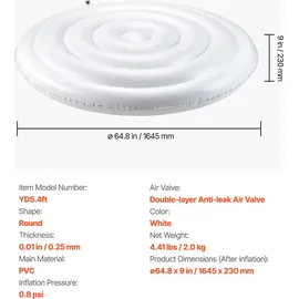 Vevor Aufblasbare Abdeckung Whirlpool weiß 164,5 cm