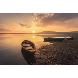 Fototapete PAPERMOON "Photo-Art DMITRY KUPRATSEVICH, BOOT AM SEE", bunt, B:5,00m L:2,80m, Vlies, Tapeten