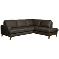 Ecksofa Fargo Leder Braun Dunkelbraun