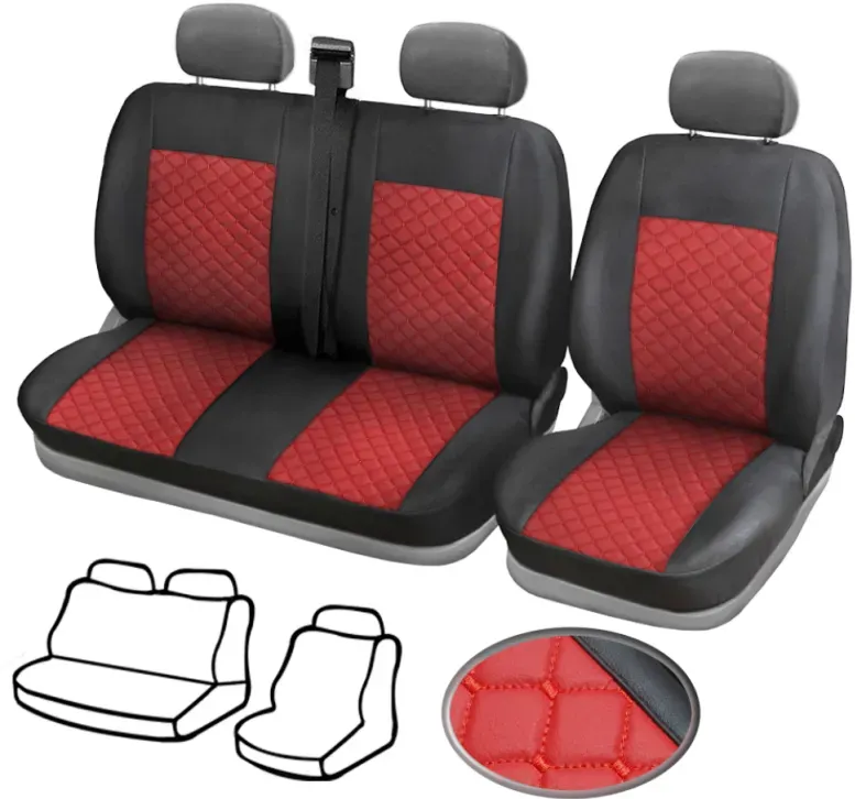 Polsterung für Transporter, schwarz mit Rot, Premium SS 2+1