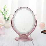 Doppelseitiger 1-fach/7-facher Vergrößerungsspiegel, Schminkspiegel Mit 21 Led-leuchten, 360°-drehung, 3-stufig Dimmbarer Touchscreen, Usb-wiederaufladbar, Beleuchteter Reisespiegel - Sollbry