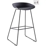 Möbel Kraft Barhocker 4er-Set 42 x 82 cm Schwarz
