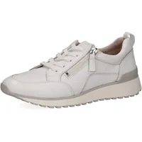 CAPRICE Damen Sneaker flach aus Leder mit Reißverschluss, Weiß (White Nappa), 36