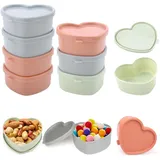 SMYJDMM Kleine Dosen mit Deckel, 8er-Set Gefrierdosen Klein, Love shape Gefrierdosen Set Kleine Gefrierdosen Mini Gefrierdosen zur Aufbewahrung für Snacks Dips(Grau Rosa Türkis)