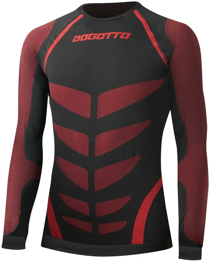 Bogotto Cool+ Langarm Funktionsshirt, schwarz-rot, Größe M L für Männer