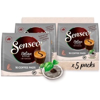 Senseo® Pads Typ Italian Style - Kaffee mit dunkler Röstung - RA zertifiziert - 5 Packungen x 16 Kaffeepads