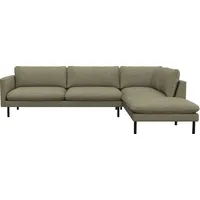 FLEXLUX Ecksofa Bolzano, elegant und bequem, L-Form, Sitzaufbau mit Kaltschaum & Stahl-Wellen, lose Sitz -& Rückenkissen grün