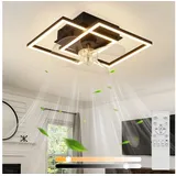 Nettlife Deckenventilator Beleuchtung Schwarz LED Deckenlampe 6 Stufen Fernbedienung leiser, Deckenventilator moder für Wohnzimmer, Esszimmer, Schlafzimmer schwarz