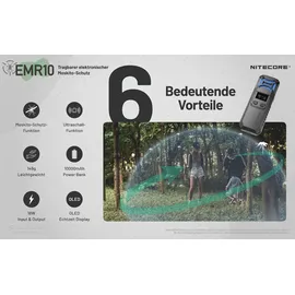 Nitecore EMR10, mobile Mückenabwehr, inklusive 2x NL2150 Akkus, mit Powerbankfunktion, wasserdicht IPX5, ideal für Camping, Outdoor und Angeln, inkl. 6x Mosquito-Schutz-Matten