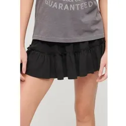 Superdry für Damen. W7210319A Schwarzer gestufter Strickminirock (XXS), Lässig, Baumwolle