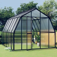 Yolola Aluminium Gewächshaus Gewächshaus Glas für den Garten Garten Tomatenhaus Frühbeet Alu Gewächshäuser Treibhaus Winterfest Gewächshaus Groß 282 x 338 x 243 cm Anthrazit