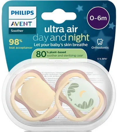 Philips Avent Schnuller +0m Air Nacht/Tag 2 Stück