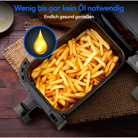 Medion P20 XXL Heißluftfritteuse mit 2 Kammern (8,7 Liter, Airfryer, 2.600 Watt, Doppelkammer, 9 Automatikprogramme, 2 Schubladen, Sichtfenster, Dualer Airfryer, Dual Cook & Sync-Finish Funktion)