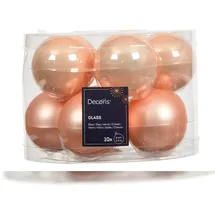 Kaemingk 10 Weihnachtskugeln Glas 6cm matt & glänzend Christbaumkugeln Weihnachtsbaumkugeln Christbaumschmuck Weihnachtsbaumschmuck Deko Pfirsich Perle