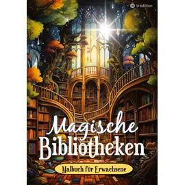 tredition Fantasy Malbuch für Erwachsene und Jugendliche - Magische Bibliotheken Fantasiewelt Bücher - Ausmalbuch für Stressabbau & Achtsamkeit