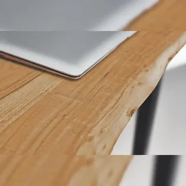 möbelliebling Esstisch Baumkante massiv Akazie eichefarben 140 x 80 schwarz NIAH