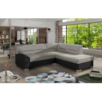 JVmoebel Ecksofa Design Ecksofa Schlafsofa Bettfunktion Couch Leder Textil Polster, Mit Bettfunktion grau|schwarz