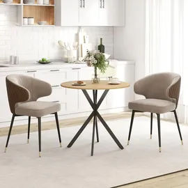 Homcom Runder Küchentisch Ø 80 cm Eiche beige