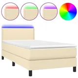 vidaXL Boxspringbett mit Matratze & LED Creme 100x200 cm Stoff - Creme