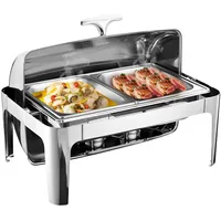 9L Chafing Dish Edelstahl, WarmhaltebehäLter Rolldeckel WäRmebehäLter Chafing Dish, Profi SpeisewäRmer Buffet-Set Mit Roll-Top, für Catering, Buffet und Party