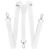 axy Herren Hosenträger mit 3 robusten Karabiner Verschluss 2,5 cm breit Y-Form stufenlos verstellbar (Weiss) - Einheitsgröße