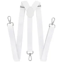 axy Herren Hosenträger mit 3 robusten Karabiner Verschluss 2,5 cm breit Y-Form stufenlos verstellbar (Weiss) - Einheitsgröße