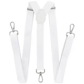 axy Herren Hosenträger mit 3 robusten Karabiner Verschluss 2,5 cm breit Y-Form stufenlos verstellbar (Weiss) - Einheitsgröße
