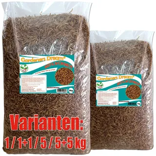 Gardeners Dream getrocknete Mehlwürmer in 5kg Abpackung, Protein- und fettreich, verfeinert und gesiebt, für Fische, Nager, Vögel, Reptilien, auch Koifutter oder Igelfutter