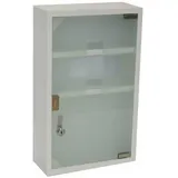 HS-Lighting Medizinschrank Arzneischrank Edelstahl Erste Hilfe Schrank Medikamentenschrank abschließbar Hausapotheke mit Glas Tür und Schloss Tip –on Automatik 45x30x12 cm (Weiß-3 Fächer)