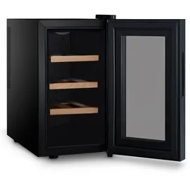 h.koenig AGE8 Weinkühlschrank / 8 Flaschen/Temperatur von 11°C bis 18°C/LED-Temperaturanzeige/Holzlagerböden, Schwarz....