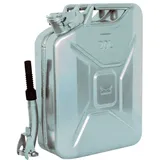 Baumarktplus Metallkanister silber 20 Liter inkl. Ausgießer + Halter Benzin Diesel