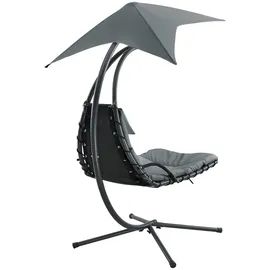 [en.casa] Hängeliege 166 x 116 x 210 cm Grau