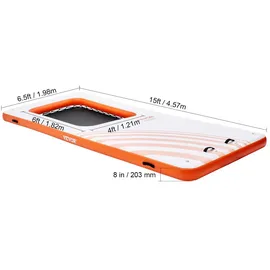 Vevor Aufblasbares Schwimmdock 4,57x1,98m Dockplattform mit 1,21x 1,82m Trampolinnetzpool Wassermatte mit schwimmender Plattform und tragbarer