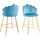 SalesFever Barhocker 2er Set Höhe 100 cm blau/goldfarben